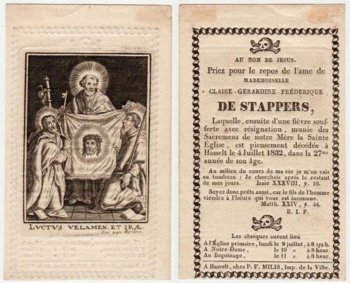 Kopergravure/doodsprentje, Claire DE STAPPERS 1805-1832, LUC, Antiek en Kunst, Kunst | Etsen en Gravures, Verzenden