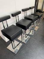 Lederen barkruk/ hoge stoel/ eetstoel keukeneiland - 4 stuks, 4 tabourets, Utilisé, Cuir, 60 à 90 cm