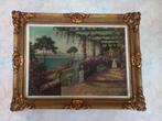 Landschapsschilderij zeezicht gesigneerd gouden frame