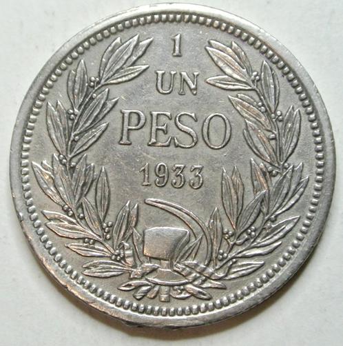 Av CHILI MUNTEENHEID KM #176 „PESO” UIT 1933 Dus, Postzegels en Munten, Munten | Amerika, Losse munt, Zuid-Amerika, Ophalen of Verzenden