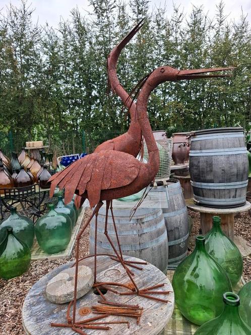 Le couple de héron en acier corten rouillé ! « Jardin d'enfa, Jardin & Terrasse, Statues de jardin, Comme neuf, Enlèvement ou Envoi