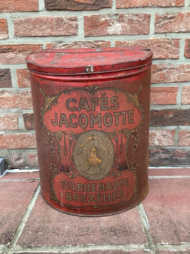 Oud Jacqmotte reclame koffieblik (Brussel), Ophalen of Verzenden, Gebruikt