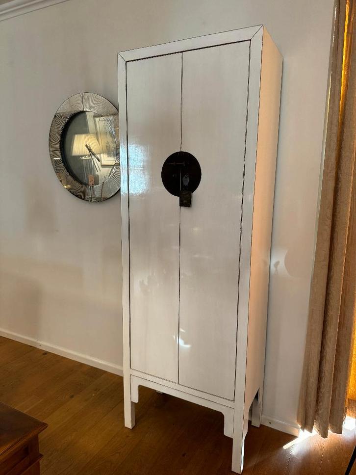 Nieuwe vintage Chinese Kast Adeli White Elmwood Hoog 230, Maison & Meubles, Armoires | Casiers, Neuf, Enlèvement