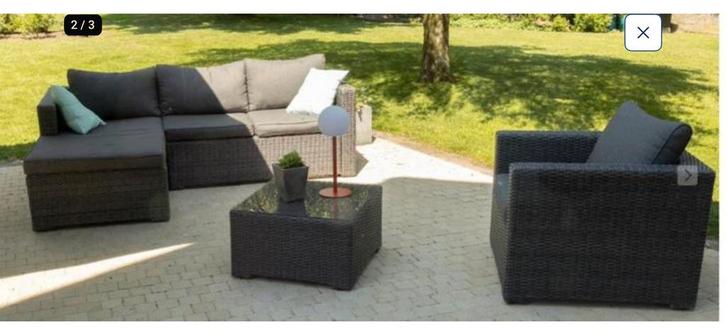 Salon de jardin Ensemble lounge 4pers.  /méridienne noir, Jardin & Terrasse, Ensembles de jardin, Chaise, Enlèvement