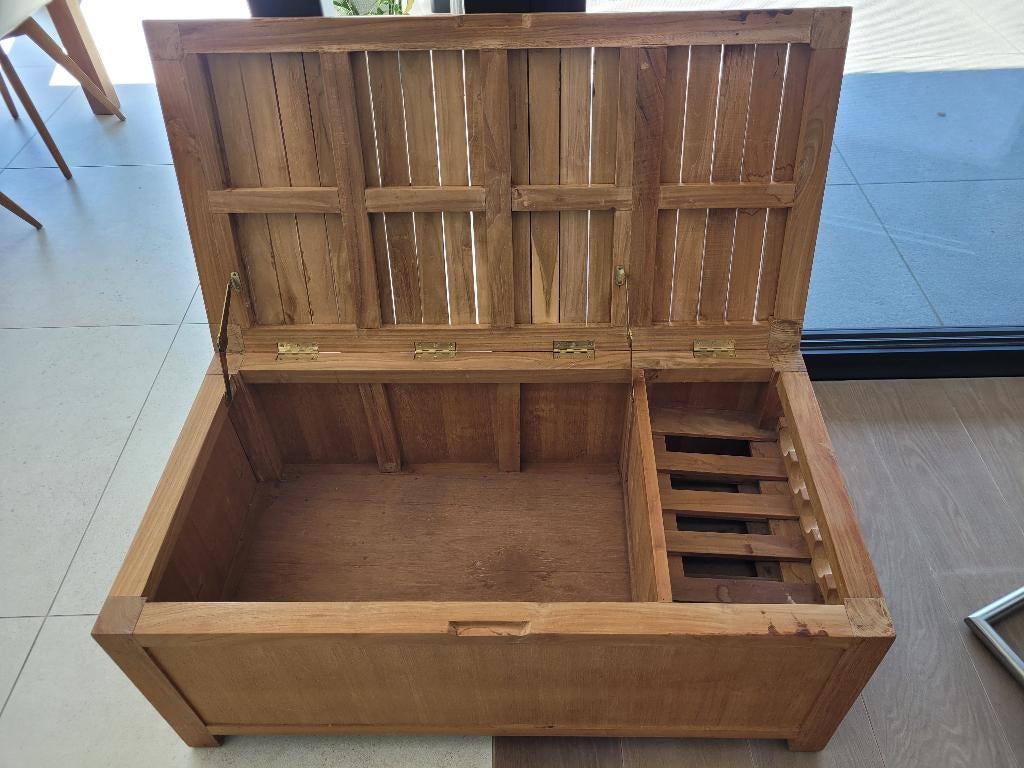 Stoere kist in teakhout, Ophalen, Gebruikt