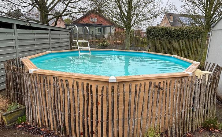 Zwembad + trap + warmtepomp + zandfilterpomp, Jardin & Terrasse, Piscines, Utilisé, Piscines hors sol, 120 cm ou plus, 200 à 400 cm