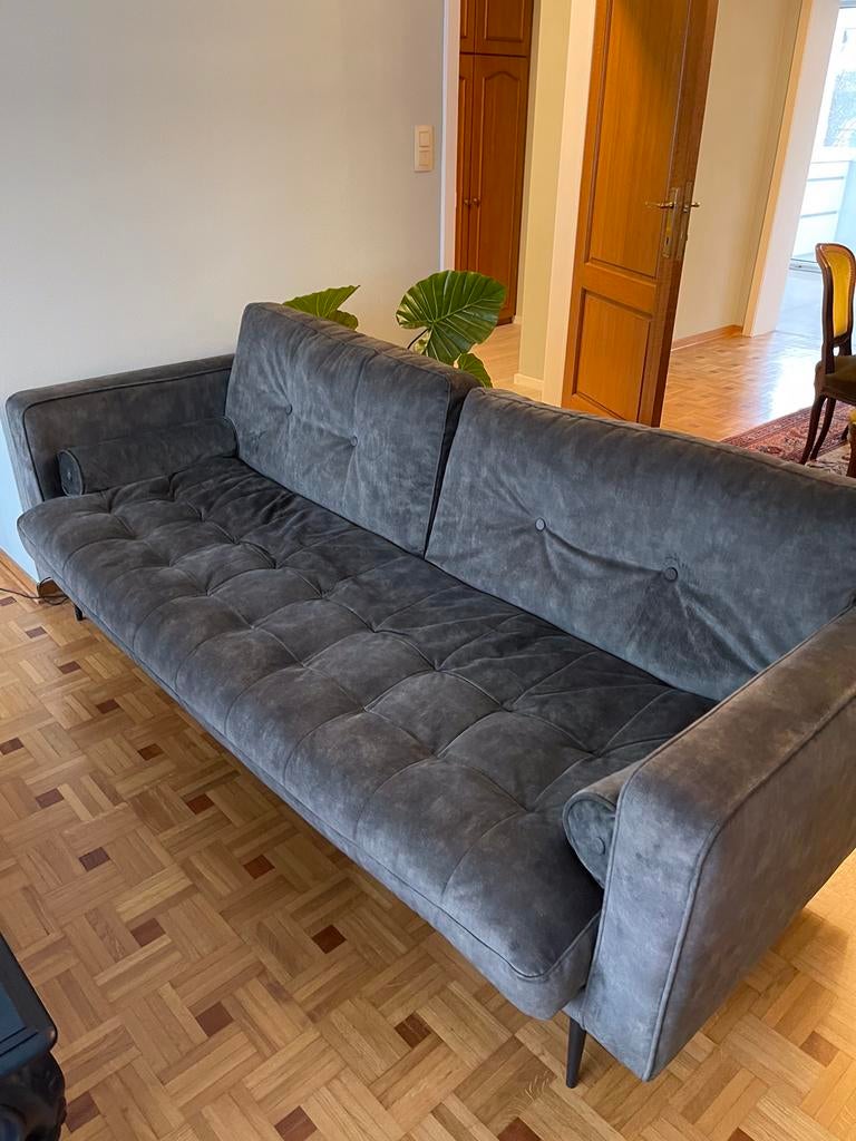 Zo goed als nieuwe Groen grijze 3 zit + club en poef, Ophalen, Zo goed als nieuw