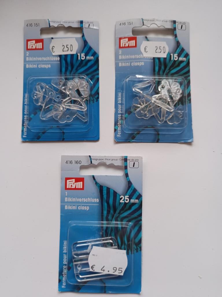Nieuw: set van 3 sluitingen voor bikini's, Hobby en Vrije tijd, Naaien en Fournituren, Ophalen of Verzenden