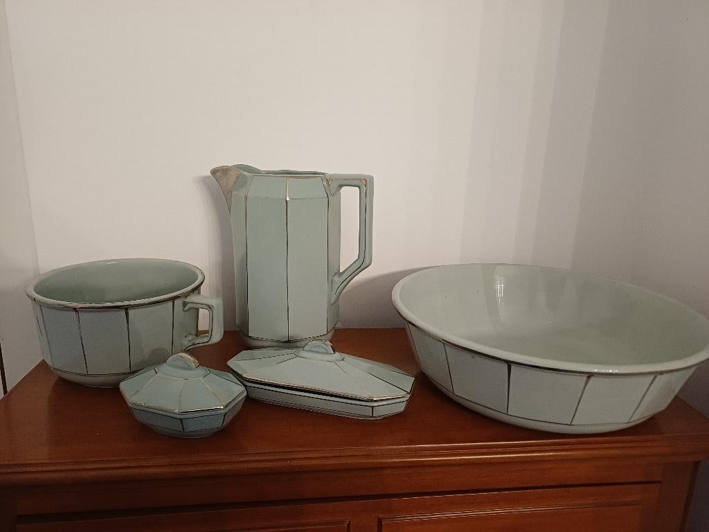 Lampetset 5-delige perfecte staat, Antiek en Kunst, Antiek | Keramiek en Aardewerk, Ophalen