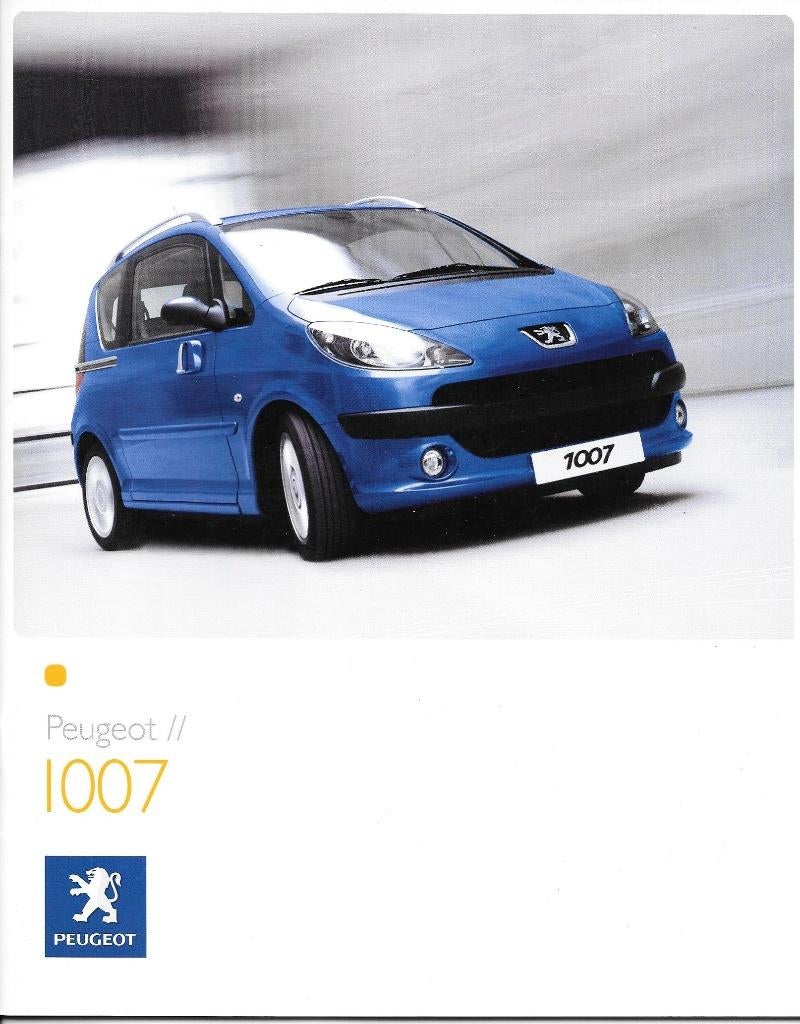 PEUGEOT 1007,  2007, Livres, Autos | Brochures & Magazines, Enlèvement ou Envoi, Comme neuf, Peugeot
