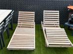 2 Teak ligbedden van merk  Ventura met bijhorende kussens, Tuin en Terras, Ophalen, Zo goed als nieuw