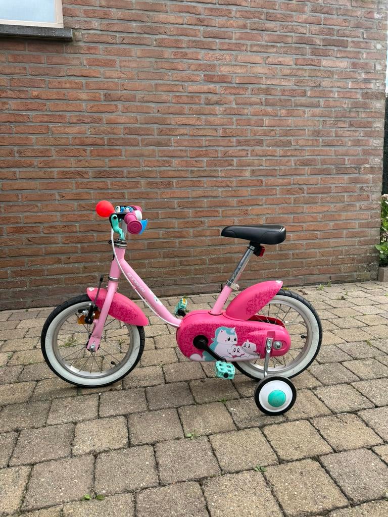 FIETS 14 INCH 3-5 JAAR 500 UNICORN B'TWIN, Fietsen en Brommers, Ophalen, Zo goed als nieuw, Minder dan 16 inch, Zijwieltjes