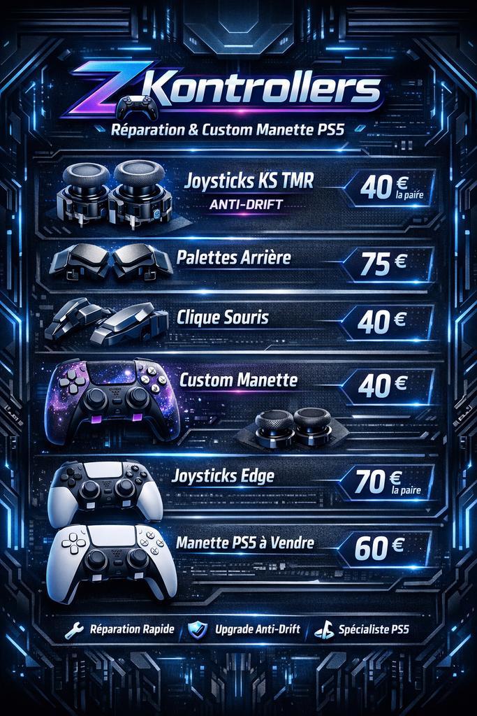 Réparation manette PS5 / Anti-Drift /Custom PS5–ZKontrollers, Games en Spelcomputers, Spelcomputers | Overige Accessoires, Zo goed als nieuw