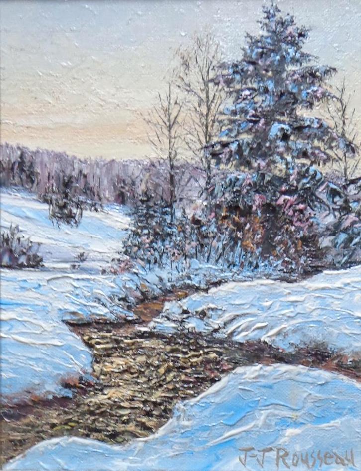 JEAN-JACQUES ROUSSEAU / SAPIN ENNEIGE / OLIEVERF / 38x32cm, Antiquités & Art, Art | Peinture | Classique, Enlèvement ou Envoi