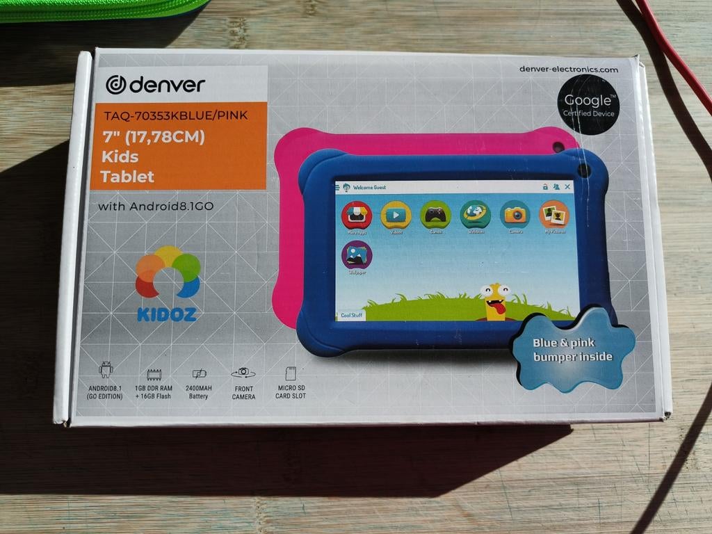 Denver TAQ-70353KBLUE/PINK kindertablet, Enlèvement, Denver, 32 GB