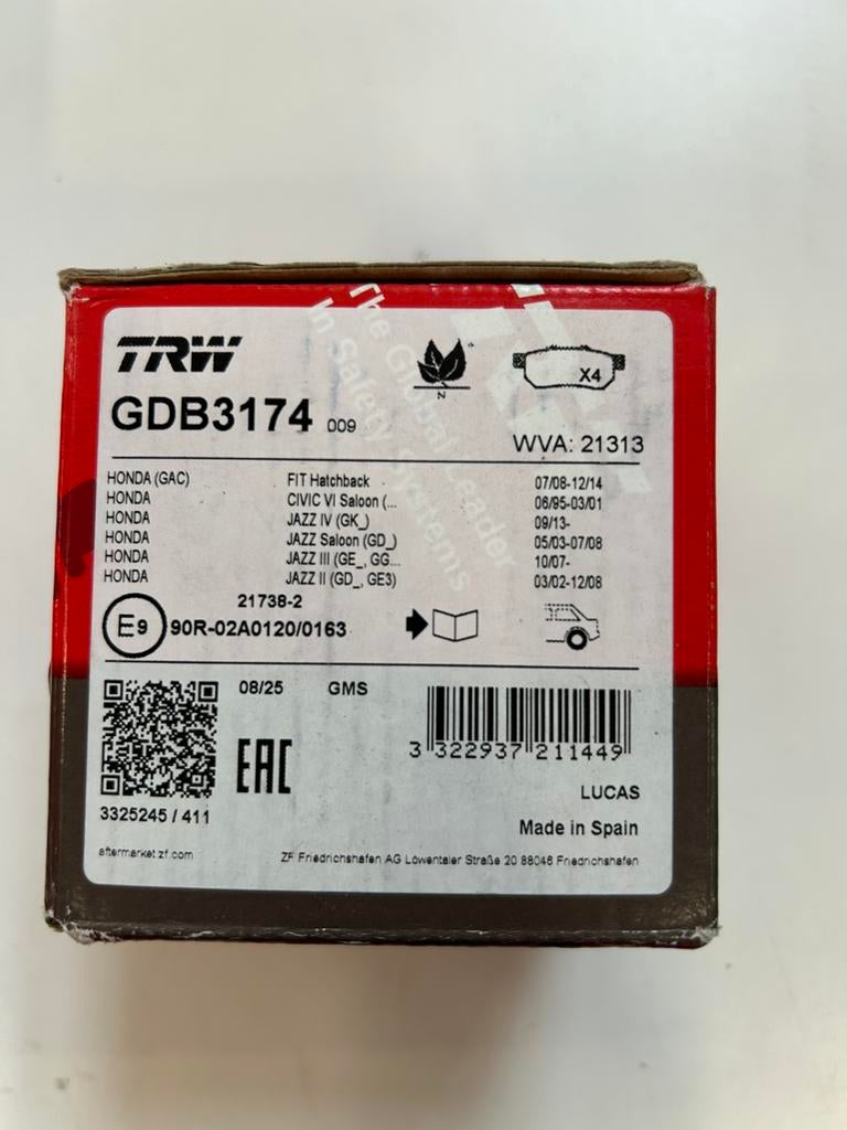 Plaquettes de frein arrière Honda Jazz, Autos : Pièces & Accessoires, Enlèvement ou Envoi, Honda