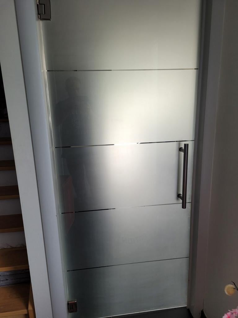 Glazen binnendeur met RVS handgreep en scharnieren, Doe-het-zelf en Bouw, Deuren en Vliegenramen, Ophalen, Binnendeur