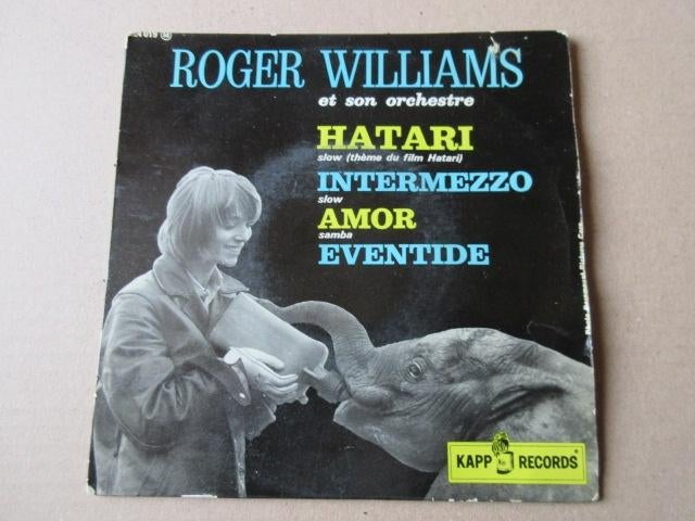 Vynil 45t EP Roger Williams Hatari VG++  1960', Gebruikt, 7 inch, Ophalen of Verzenden, Fotohoes