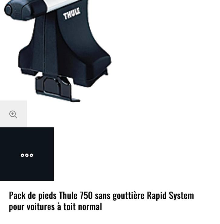 Pack de 4 pieds de barre de toit Thule 750 à toit normal, Autos : Divers, Porte-bagages, Comme neuf, Enlèvement