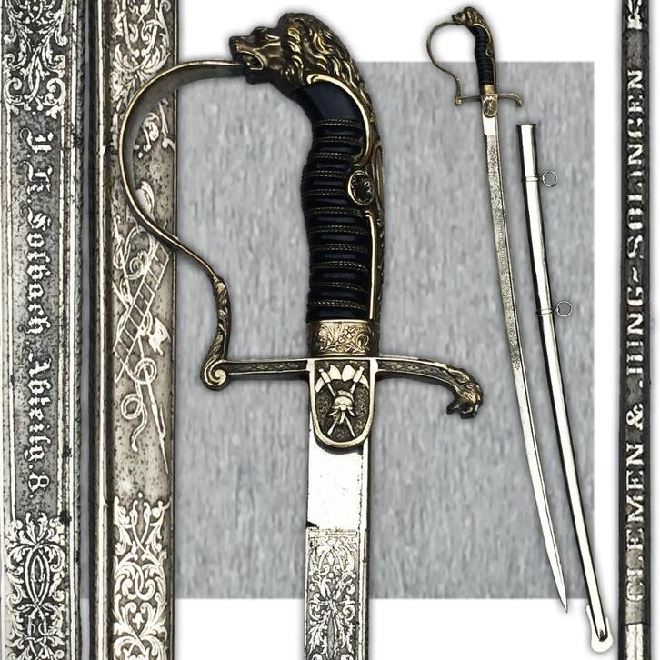 🚨Rare Sabre chef POMPIER Prussien Allemand XIX Clem & Jung, Collections, Objets militaires | Général, Armée de terre, Enlèvement ou Envoi