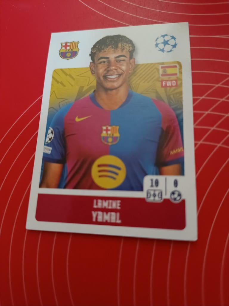 Sticker Lamine Yamal Barcelona Topps Champions League2024/25, Hobby en Vrije tijd, Stickers en Plaatjes, Ophalen of Verzenden