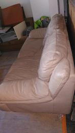 Driezits leren zetel, Huis en Inrichting, Ophalen, Gebruikt, Driepersoons, Rechte bank