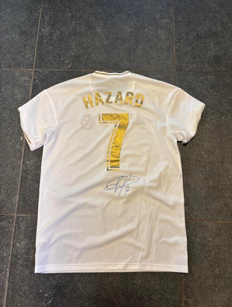 Gesigneerd shirt Real Madrid Eden Hazard met COA, Verzamelen, Ophalen, Zo goed als nieuw, Shirt
