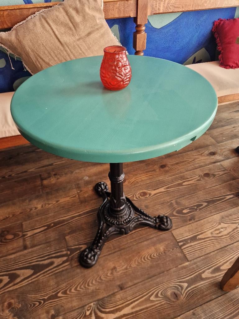 3x bistro tafeltje – Ø60 cm – gietijzeren onderstel, Trois personnes, Bistro, Rond, 50 à 100 cm