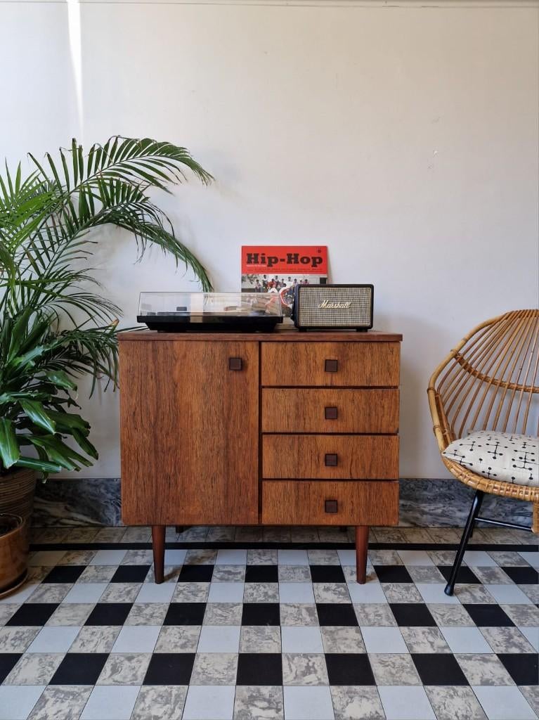 Vintage midcentury kast | platenspeler meubel | retro, Ophalen, Gebruikt, Hout, Vintage