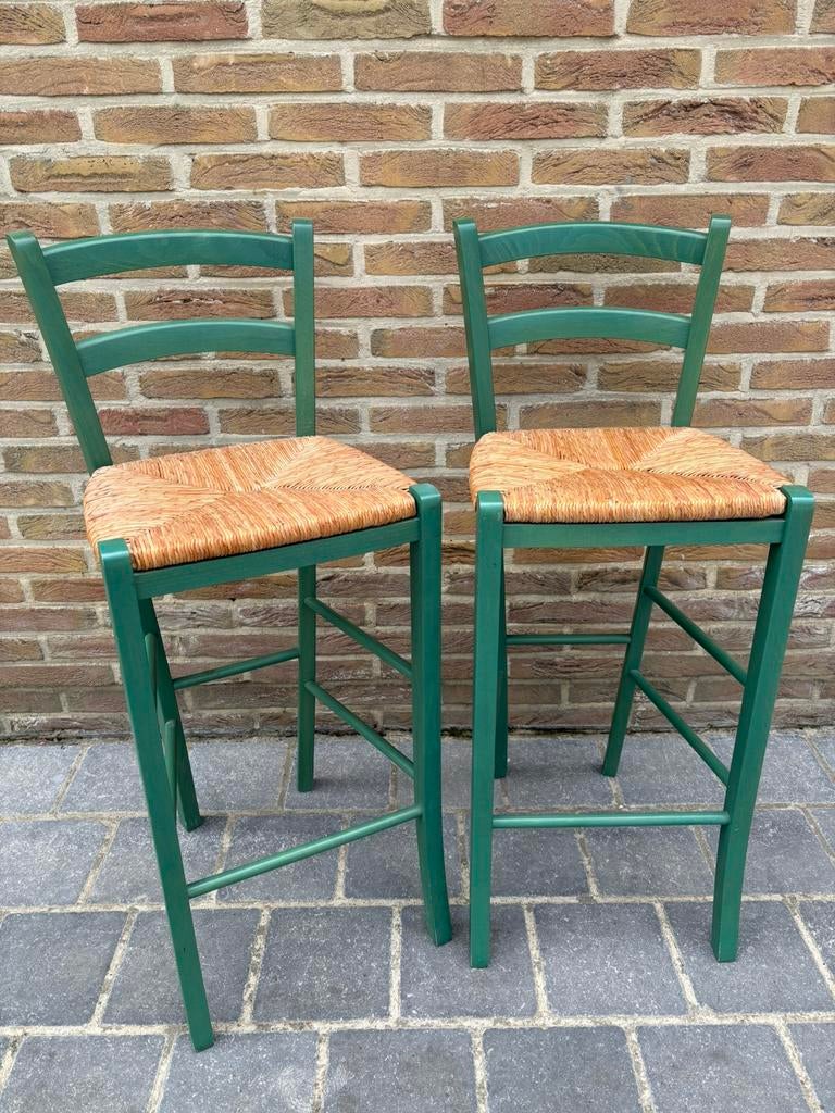 2 chaisses hautes de bar, 2 tabourets, Enlèvement, Comme neuf, Osier