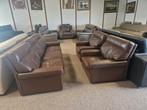 BRUINE BUFFELLEDEREN SALON 3+1+1 ZIT, Ophalen, Gebruikt, Leer
