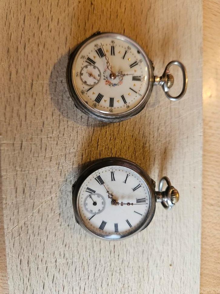 Zilveren zakhorloges uit het begin van 1900, Handtassen en Accessoires, Horloges | Antiek, Zilver, Ophalen of Verzenden