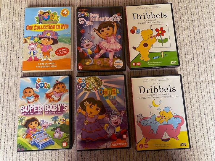 4 x Dora DVD + 2 x Dribbel educatieve DVD's, Cd's en Dvd's, Dvd's | Kinderen en Jeugd, Ophalen of Verzenden