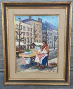 huile sur toile marchande d escargots signe pol magis, Antiquités & Art, Enlèvement ou Envoi