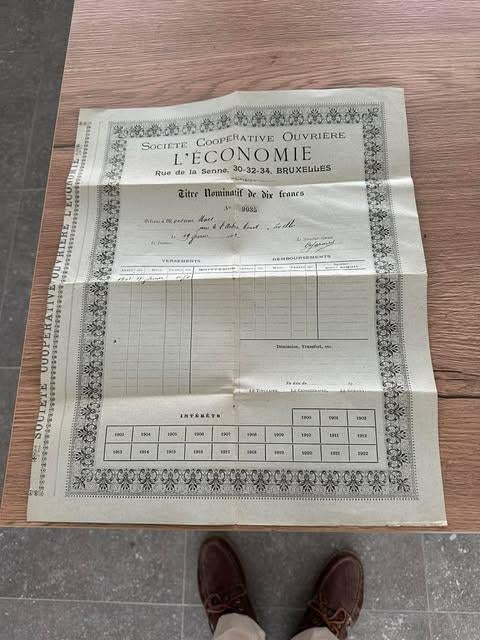 titre nominatif societé cooperative ouvriere Nr 9035, Collections, Rétro, Enlèvement ou Envoi, Autres types