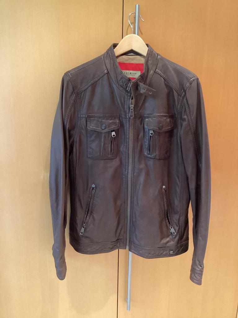 Lederen oakwood jas, Ophalen of Verzenden, Zo goed als nieuw, Maat 48/50 (M)