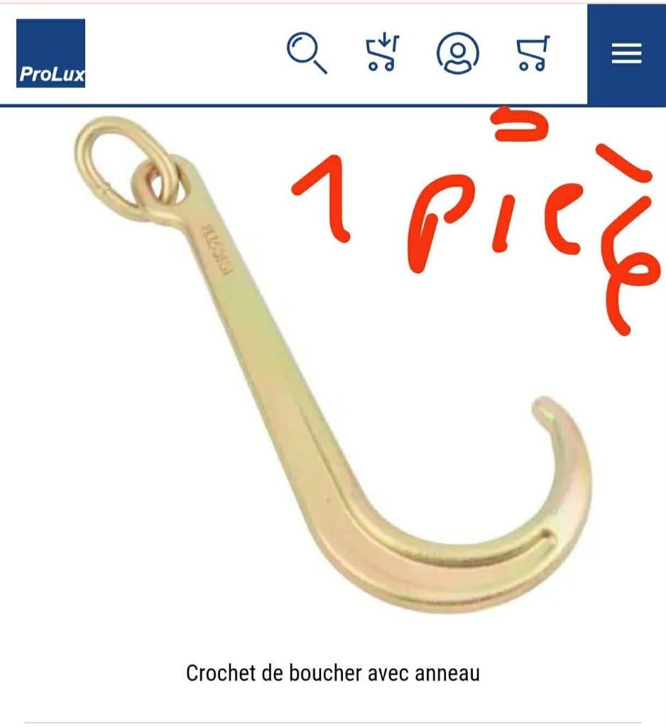 Crochet de boucher avec anneau - outils dépannage remorquage, Enlèvement, Utilisé, Autres marques, Autres pièces automobiles