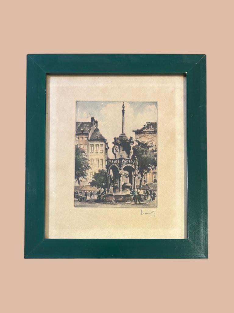 Set van 6 Roger Hebbelinck-prenten —  gesigneerd, Antiek en Kunst, Ophalen of Verzenden, Stadsgezicht, Gravure, 1950 - 1999