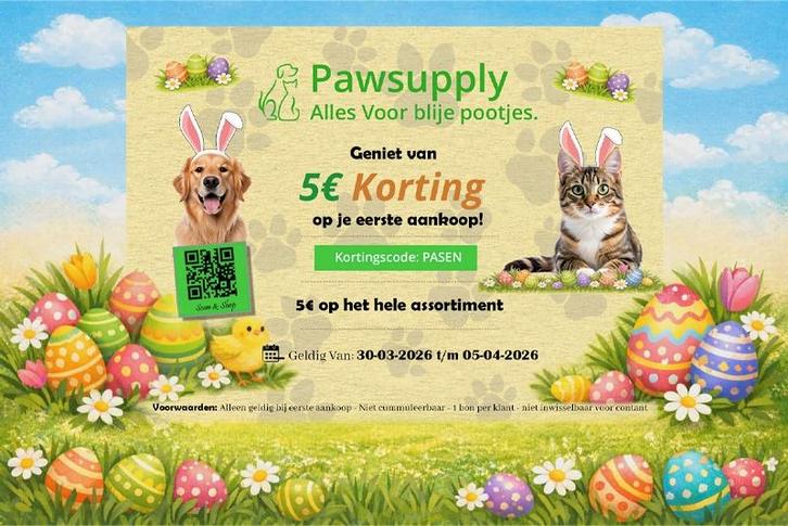 5€ Paaskorting pawsupply, Dieren en Toebehoren, Dierenvoeding, Hond, Verzenden