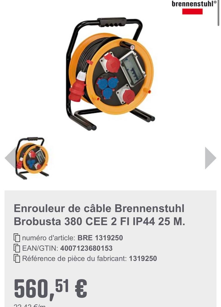 Brobusta kabelhaspel, kabelhaspel, 25 m, a, Ophalen, Nieuw