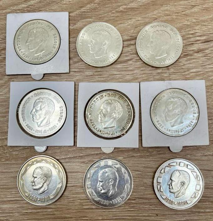 9 stuks Belgische .835 zilver munten, Enlèvement, Argent