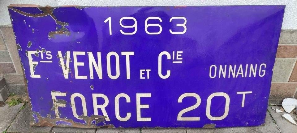 Grande plaque emaille venot et cité onnaing 1963, Enlèvement