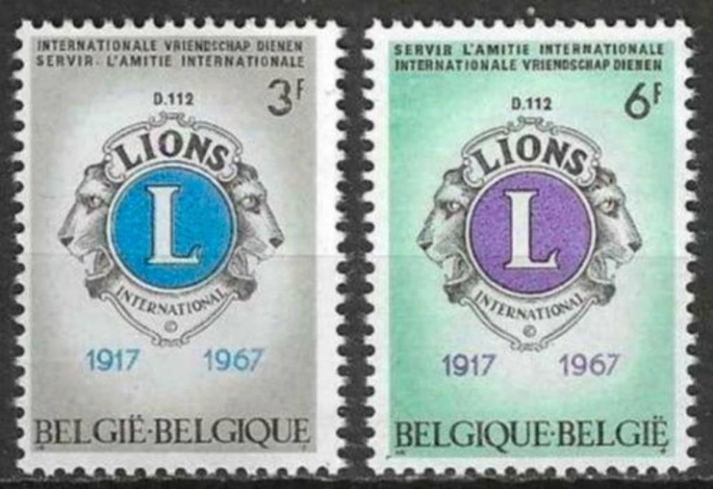 Belgie 1967 - Yvert 1404 -1405 - Lions Internationaal (PF), Verzenden, Postfris, Postfris