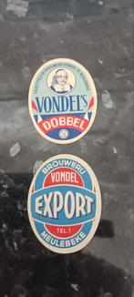 2 oude bieretiketten brouwerij Vondel Meulebeke, Verzamelen, Ophalen of Verzenden, Zo goed als nieuw