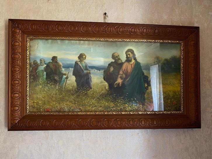 Antieke houten kader met Jezus Christus tafereel, Antiek en Kunst, Antiek | Religieuze voorwerpen, Ophalen