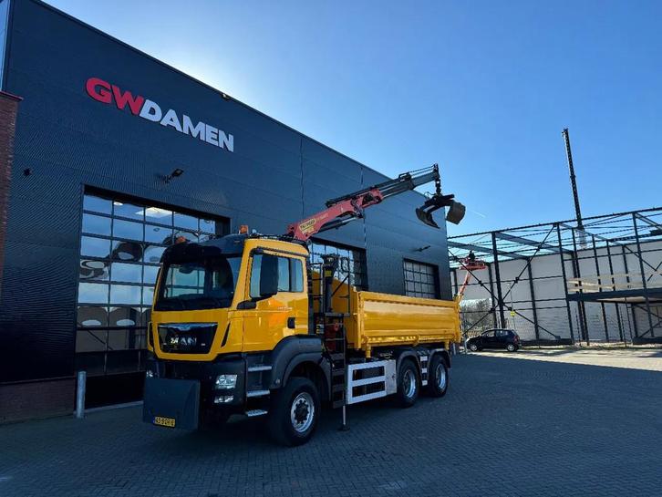 MAN TGS 33.440 6x6 WS Kipper/ kraan Euro 6 (bj 2016), Auto's, Vrachtwagens, ABS, Achteruitrijcamera, Centrale vergrendeling, Cruise Control