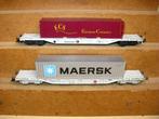 Fleischmann HO 2x containerwagon NS + DB Maersk ECS, Gebruikt, Gelijkstroom, Fleischmann, Wagon