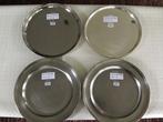 4 degelijke ronde serveerplateaus in inox, Maison & Meubles, Cuisine | Vaisselle, Enlèvement ou Envoi, Comme neuf