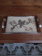 Plateau vintage / Poignet chromé / Décor oiseaux, Ophalen