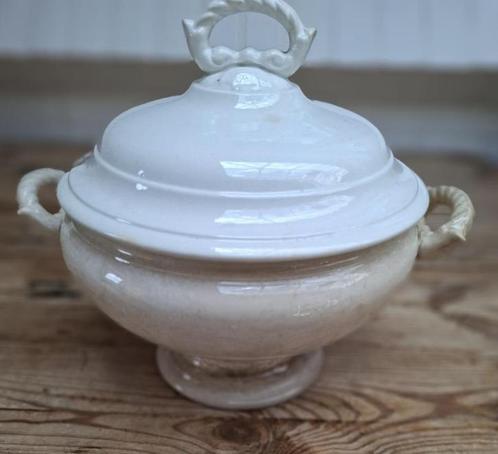 Kleine antieke beboterde terrine, BOCH, mooie grepen, Antiek en Kunst, Antiek | Servies los, Ophalen of Verzenden
